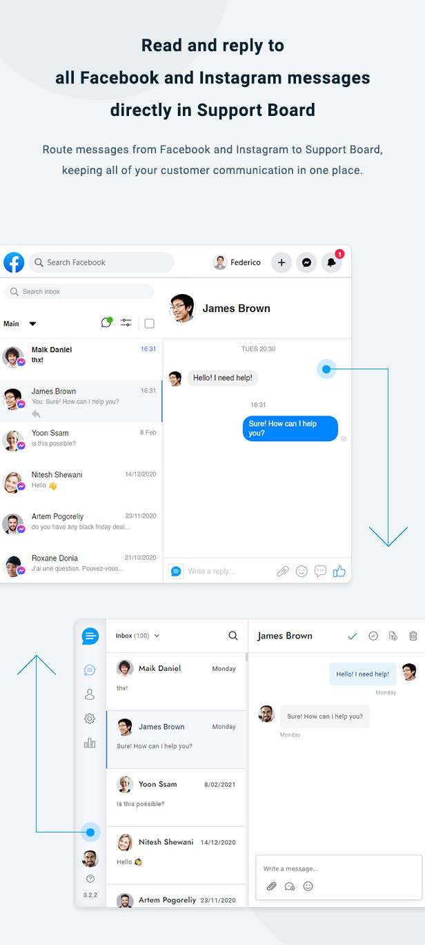 Aplicación Facebook Messenger para el tablero de soporte - 2